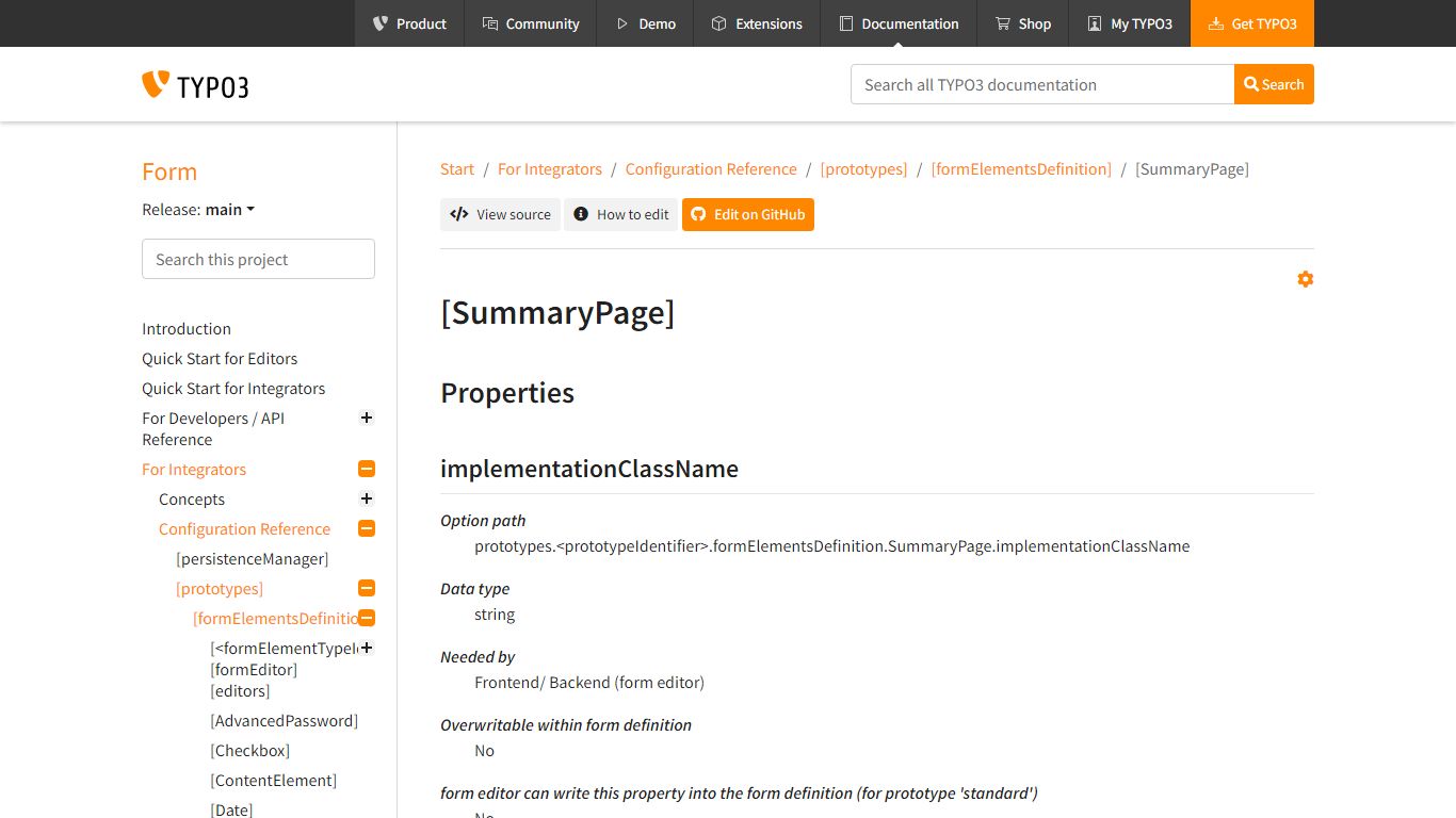 [SummaryPage] — Form main documentation